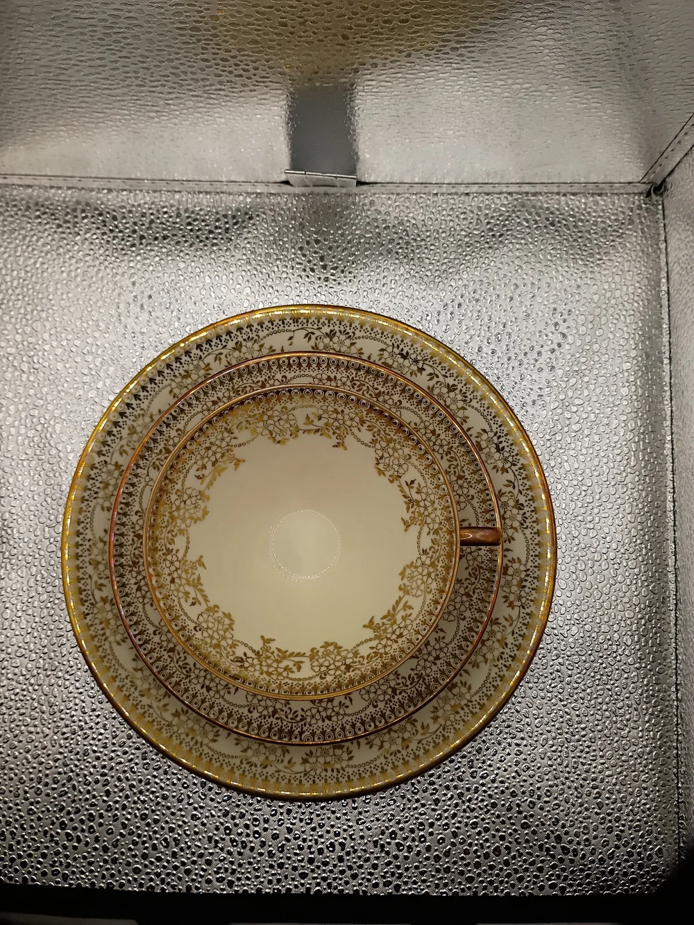Winterling BavariaCream and Gold Bone China Teacup with Saucer and Dessert Plate